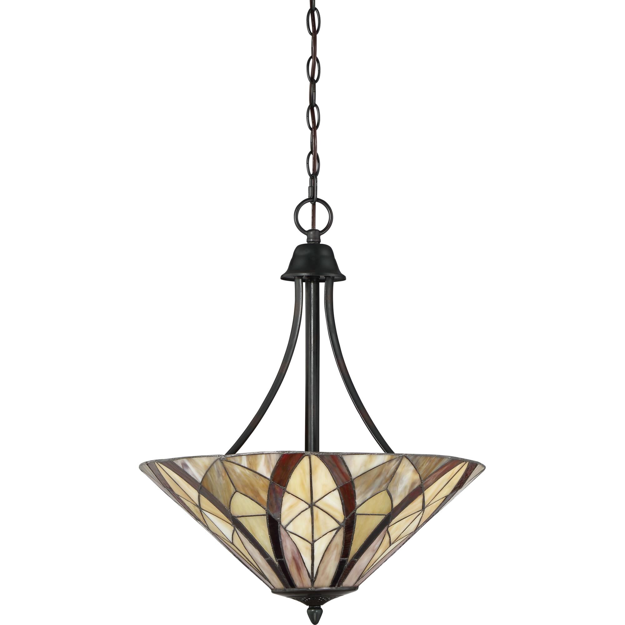 Shown in Valiant Bronze finish and Tiffany glass